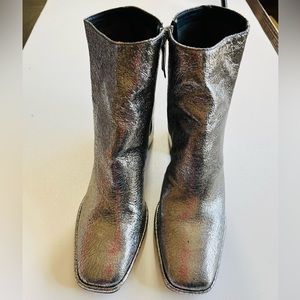 Schutz Pewter Metallic Ankle Boots